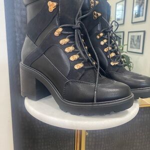 Black Lace-Up Ankle Boots